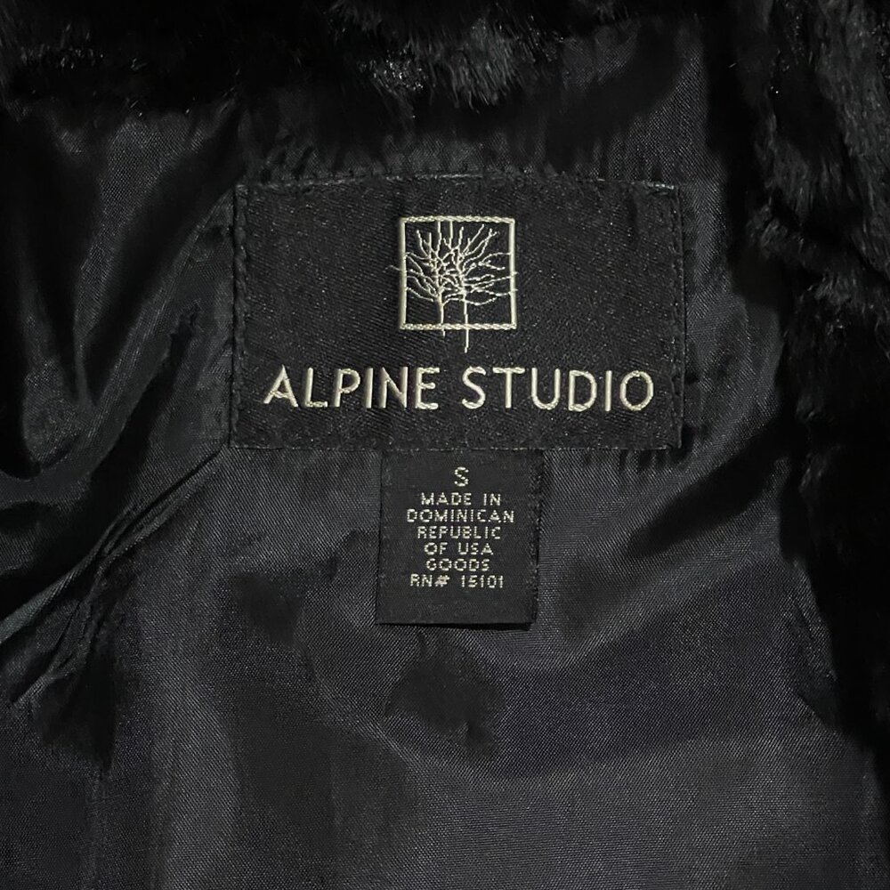New Alpine Studio Black Faux Fur Coat Small Plush Soft - Picture 5 of 6